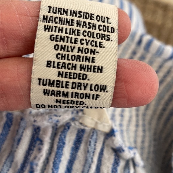 Indigo Rein Linen Blend Wide Leg pants Women’s L Blue white stripe Beach coastal - Picture 6 of 7